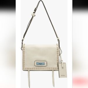Prada Cream Crossbody Bag with Blue Accent